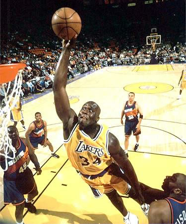 Shaquille O'neal Los Angeles Lakers Dunks on the Suns