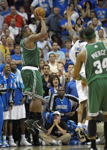 Glen Davis Hitting Winning Jumper for the Boston Celtics as Paul Pierce watches
