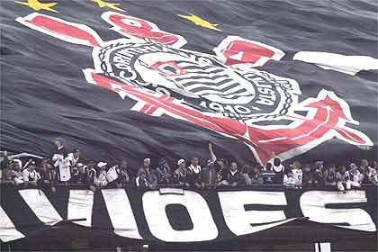 Corinthians Fans with Flag and Logo
