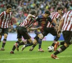 Lionel Messi making his way through Athletic Bilbao defenders, en route to a wonder goal