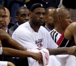LeBron James on the bench