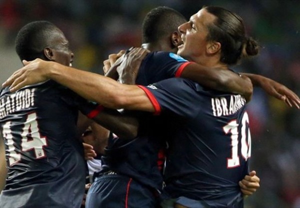 Zlatan Ibrahimovic hugging youngsters
