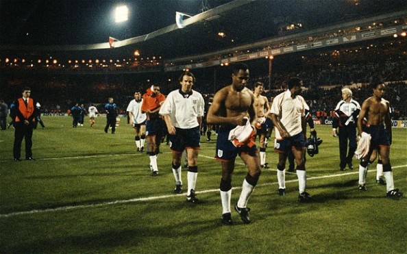 England players in the 1994 World Cup qualifiers, letting a 2-0 home lead against the Netherlands slip away