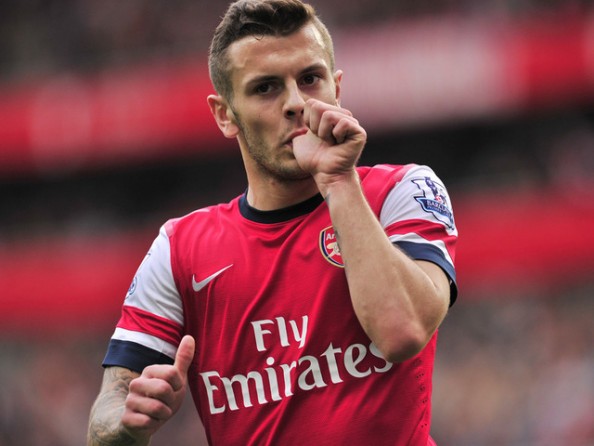 Jack Wilshere celebrating after scoring his second goal of the season in the 4-1 win over Norwich