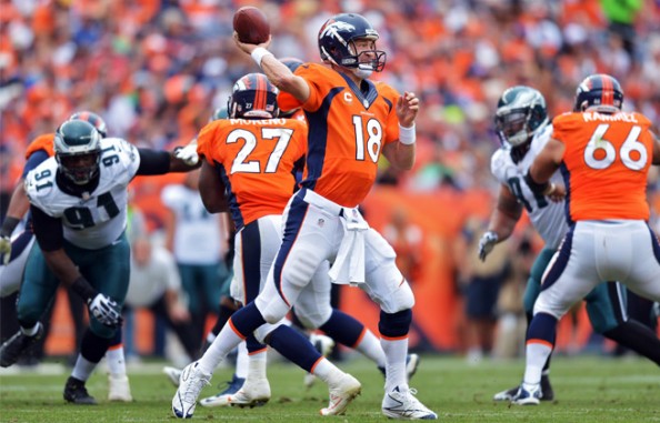 Through the first six games of the season, Peyton Manning has thrown 22 touchdown passes and only two interceptions.