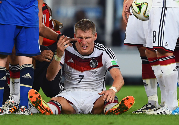 Bastian Schweinsteiger getting hit