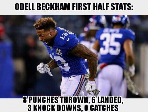 First half stats for Odell