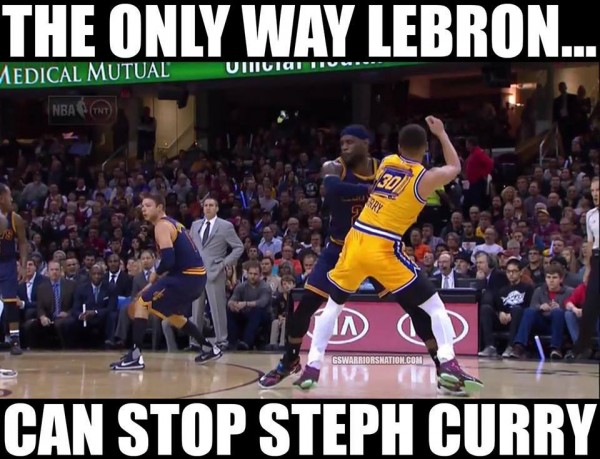 James pushing Curry