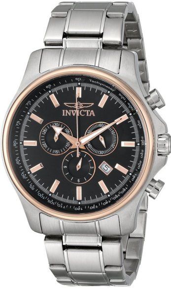 Invicta Men's 10302 Specialty Elegant Chronograph Black Dial Stainless Steel Watch
