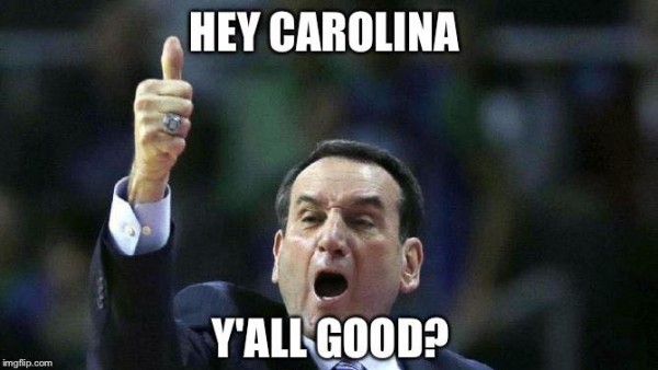 Coach K checking in