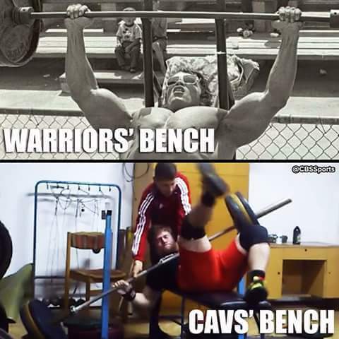 Warriors Cavs bench meme