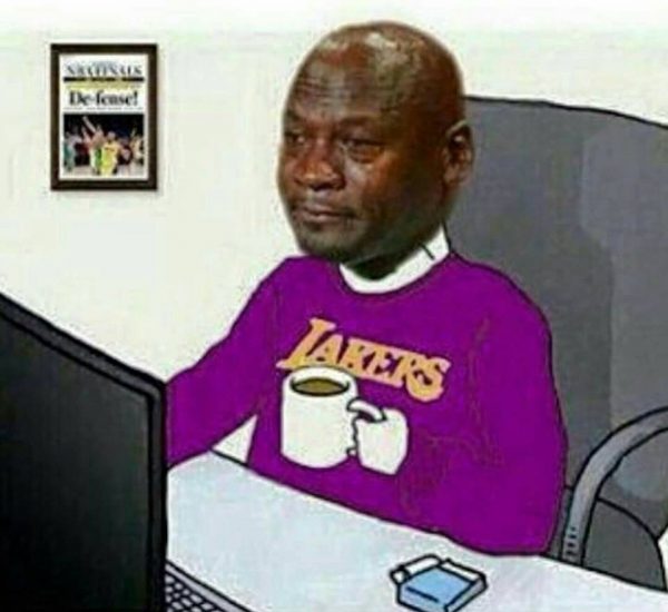 Crying Jordan Lakers fan