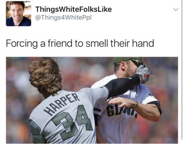 Forcing a friend to smell their hand