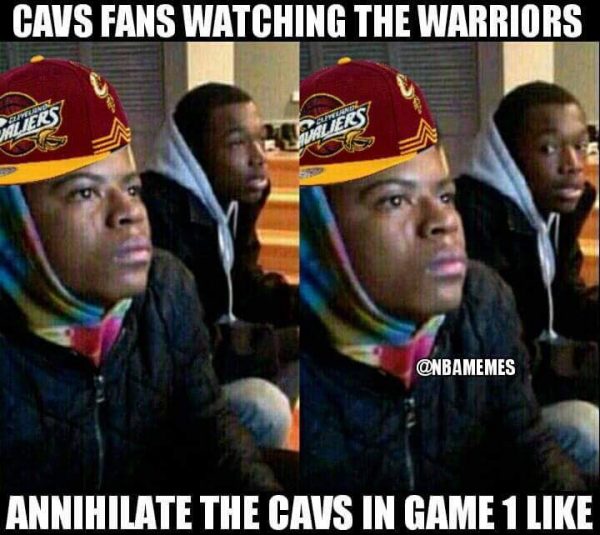 Cavs fans watching the Warriors