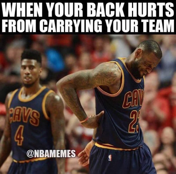 LeBron's back is hurting