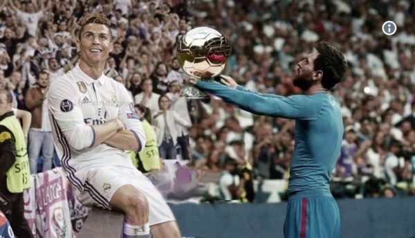 Messi Handing Ronaldo the Golden Ball
