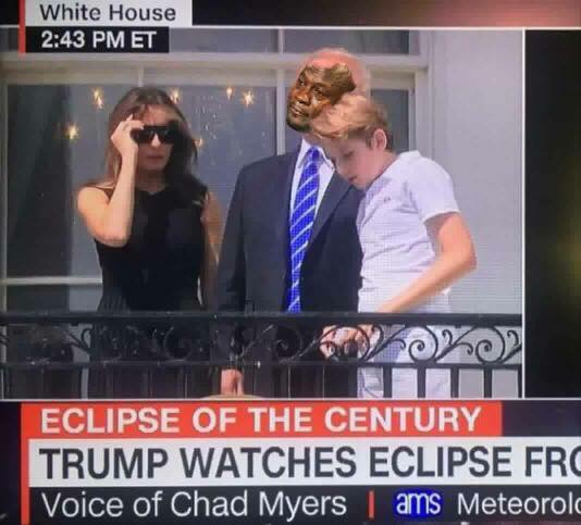 Trump Watching Eclipse Crying Jordan