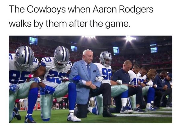 Cowboys kneel to King Rodgers
