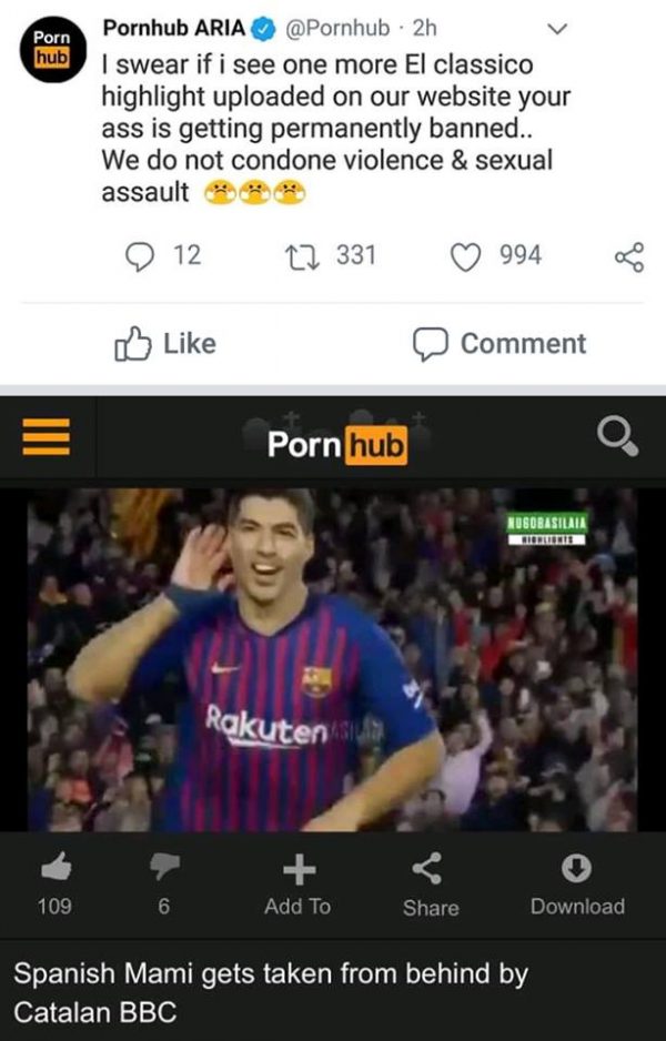 Pornhub Barcelona meme