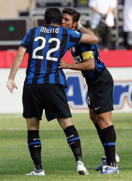 Diego Milito and Javier Zanetti