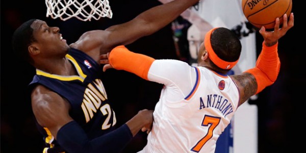 New York Knicks – Carmelo Anthony Finally Finds a Way To Score on Paul George and Play Some Defense