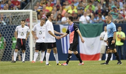 Matt Eliason Scores the Best Goal in the Lionel Messi & Friends vs the World Match