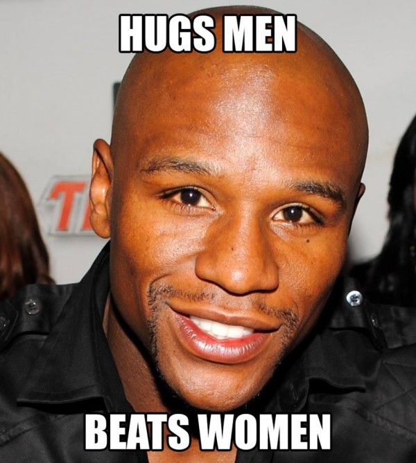 Hugs men, beats women