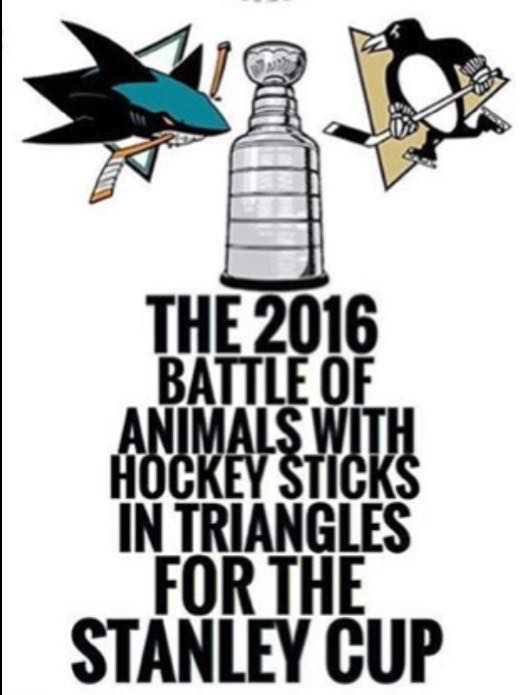 Animals with hockey sticks in triangles