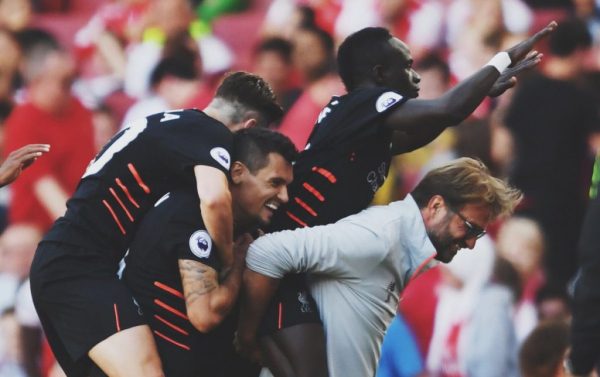 Sadio Mane, Liverpool's most expensive signing this summer, after scoring against Arsenal