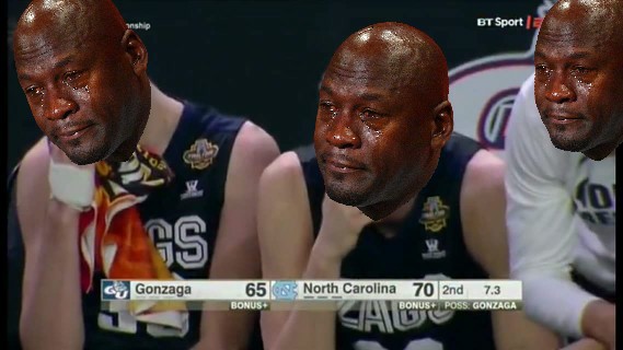Crying Jordan zags bench