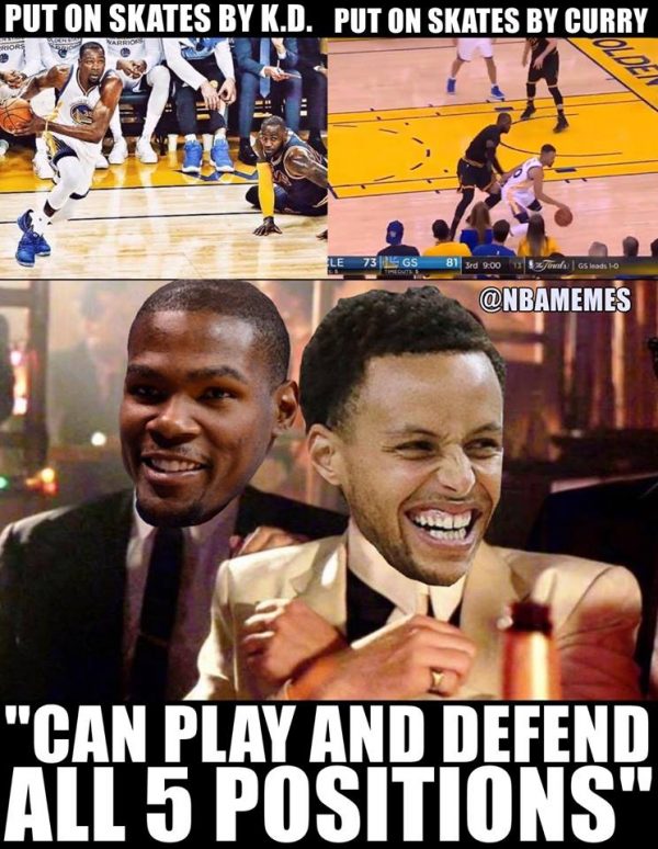 Durant & Curry laughing at LeBron