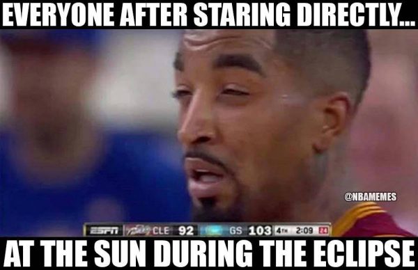J.R. Smith after looking at the eclipse