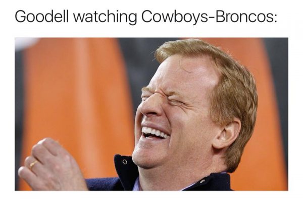 Goodell laughing at Cowboys