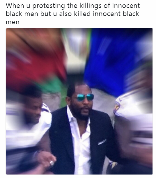 Ray Lewis taking a knee
