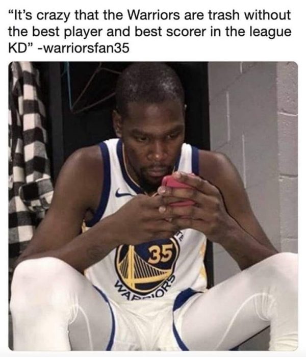 Durant trashing the Warriors on Twitter Meme