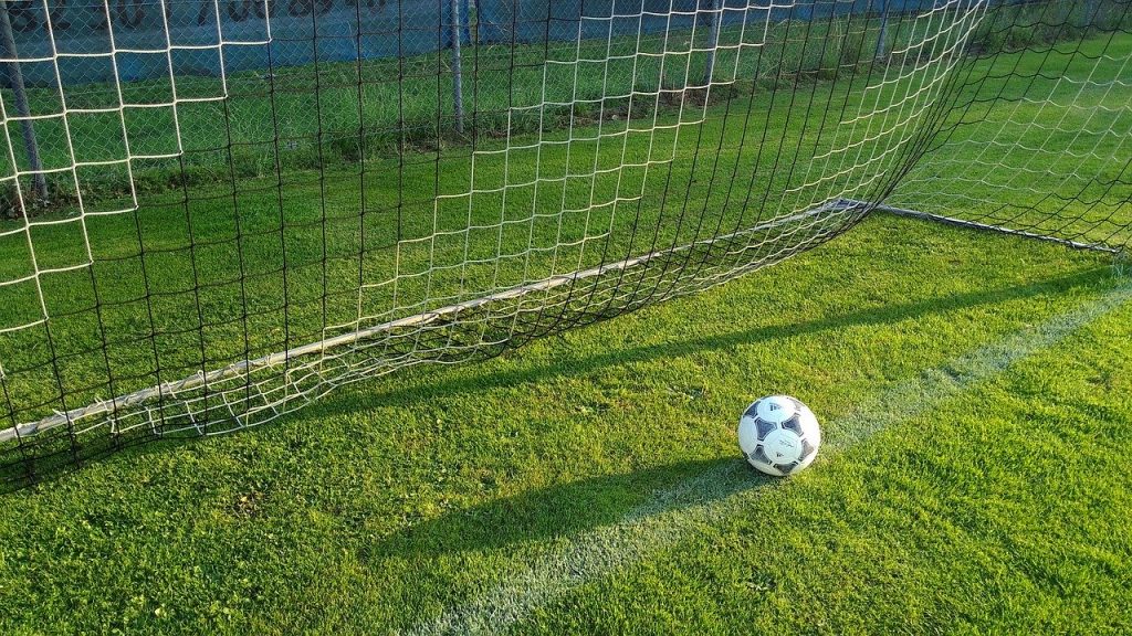 soccer ball on a football field 