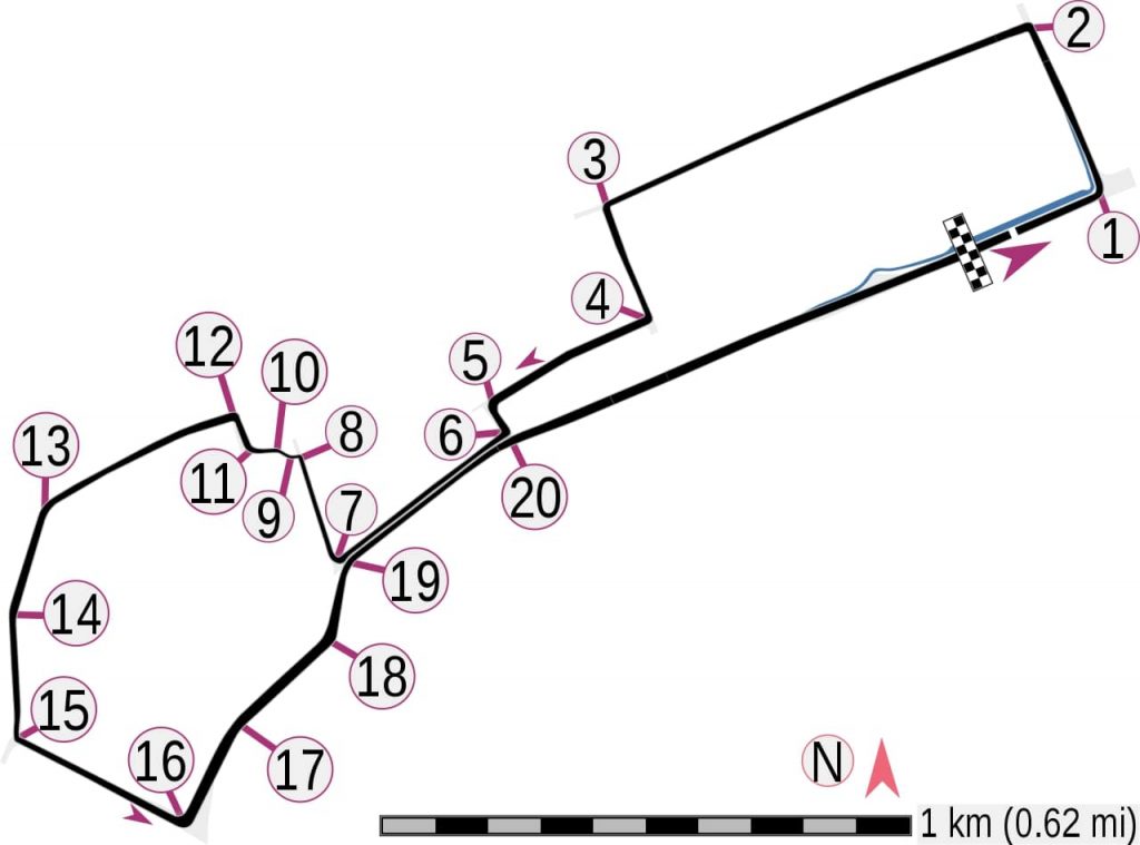 A map of the Baku Grand Prix circuit